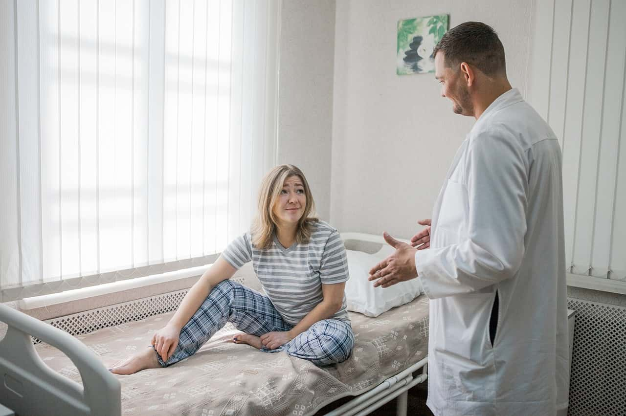 A calm and welcoming therapy room or a person talking to a therapist