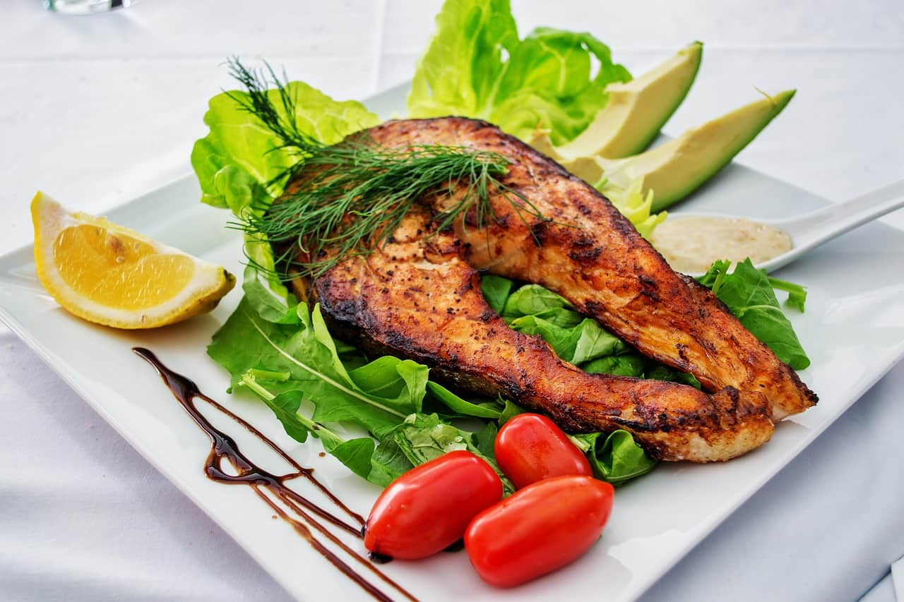 Grilled salmon fillet